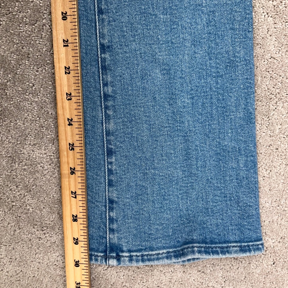 MOTHER Lil Outsider Sneak Jeans Girls 24 Blue Straight High Rise USA - Picture 11 of 15